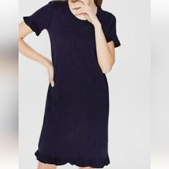 Boden Cotton Ruffle Hem Short Sleeve Scoopneck Navy Sz 2 - Picture 3 of 10